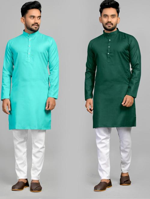 men pack of 2 solid long kurta - 20754814 - Standard Image - 0