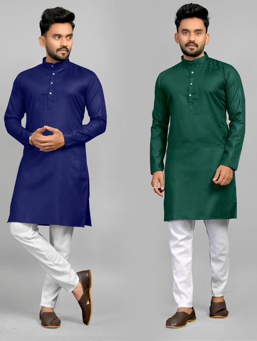 pack of 2 multi coloured solid long kurta - 20754821 - Standard Image - 0
