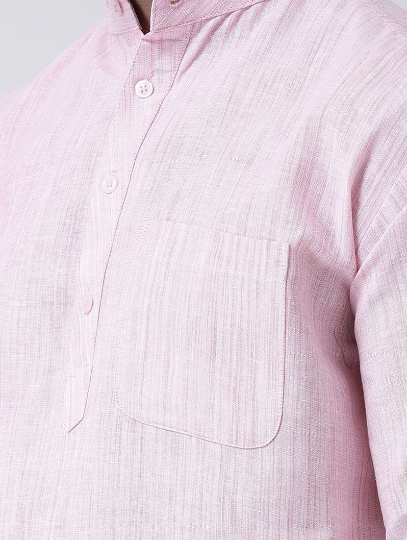 pink self design button detailed short kurta - 20754850 -  Standard Image - 4