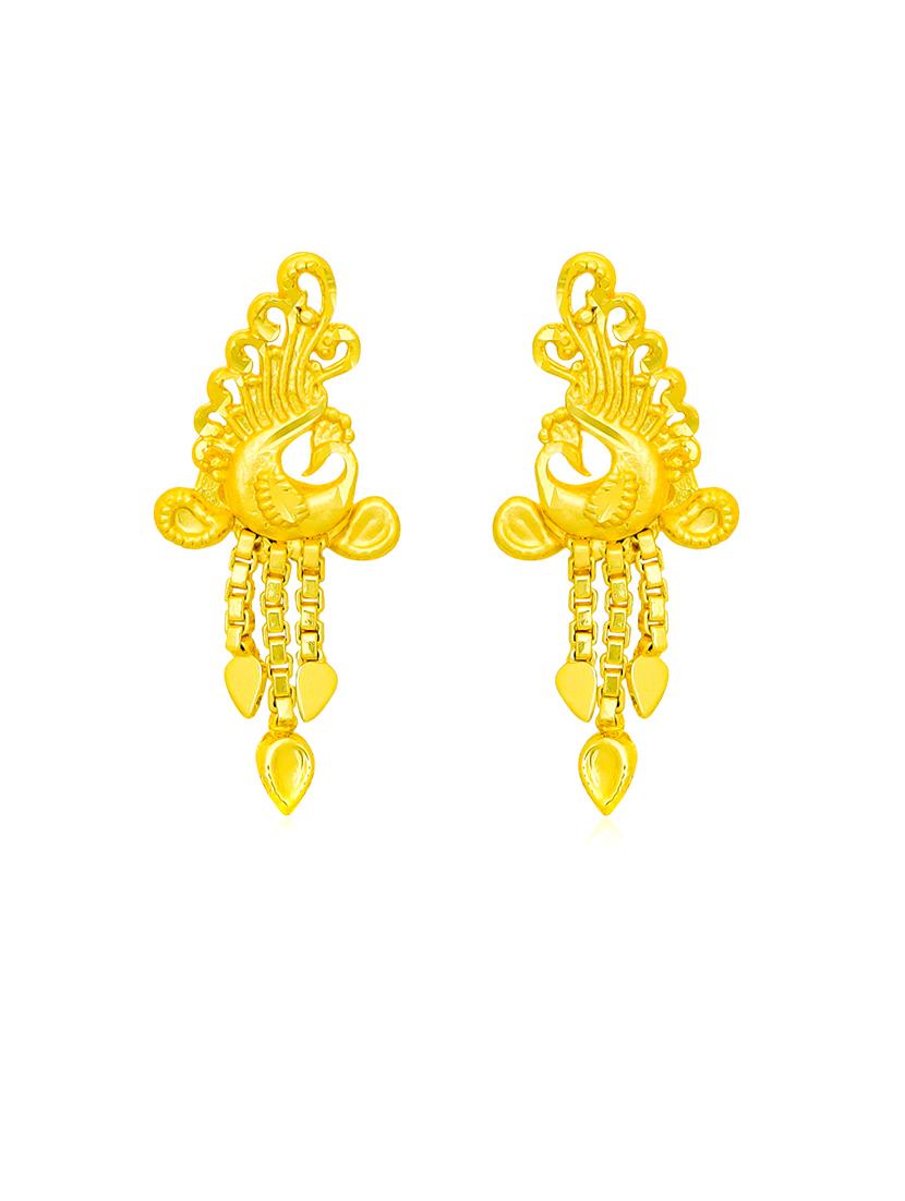 gold plated metal drop earring - 20755050 - Standard Image - 1