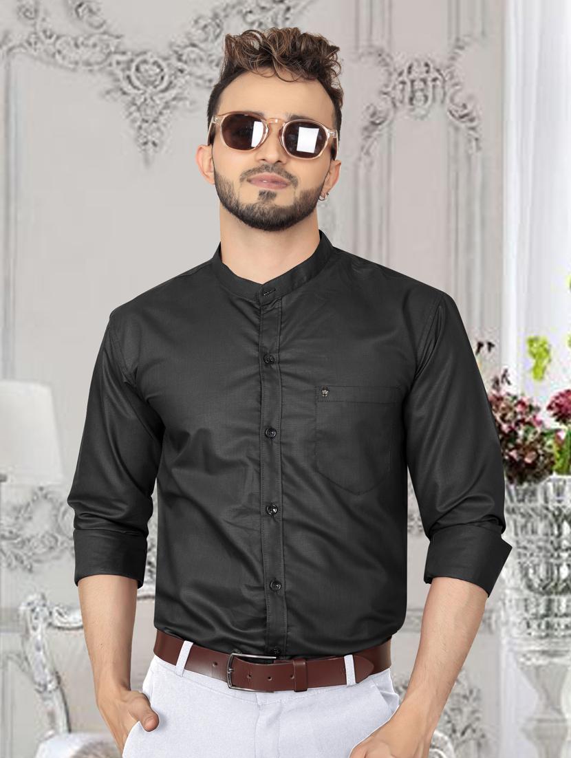 men black solid full sleeve casual shirt - 20755086 - Zoom Image - 0
