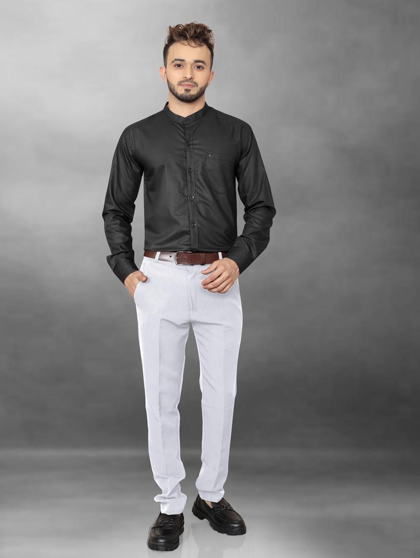 men black solid full sleeve casual shirt - 20755086 - Standard Image - 4