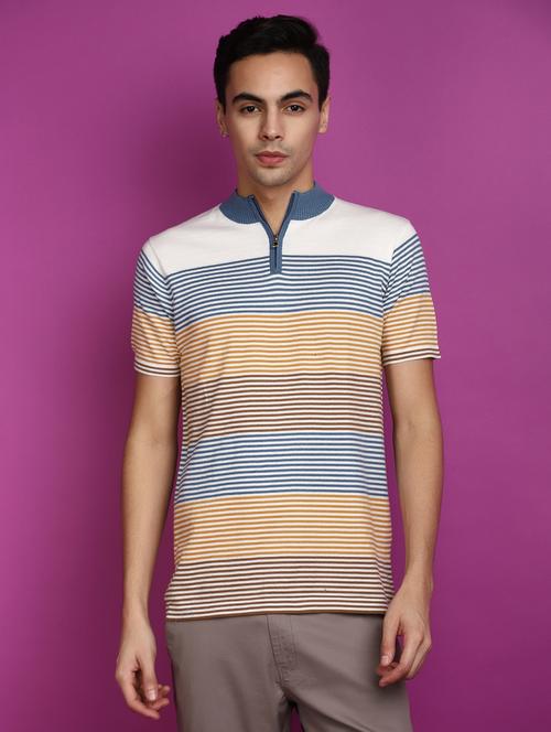 men mock neck striped t-shirt - 20755269 - Standard Image - 0
