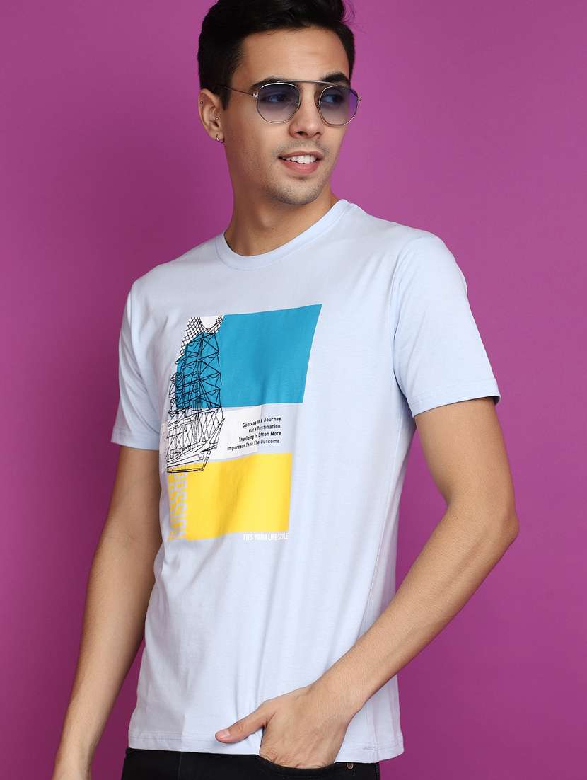 men round neck front print t-shirt - 20755282 -  Standard Image - 1