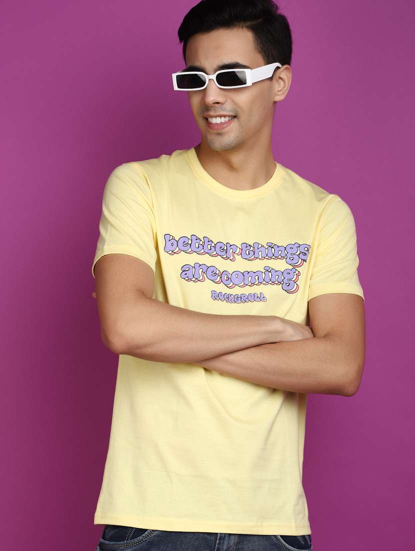 men round neck chest print t-shirt - 20755286 -  Standard Image - 1