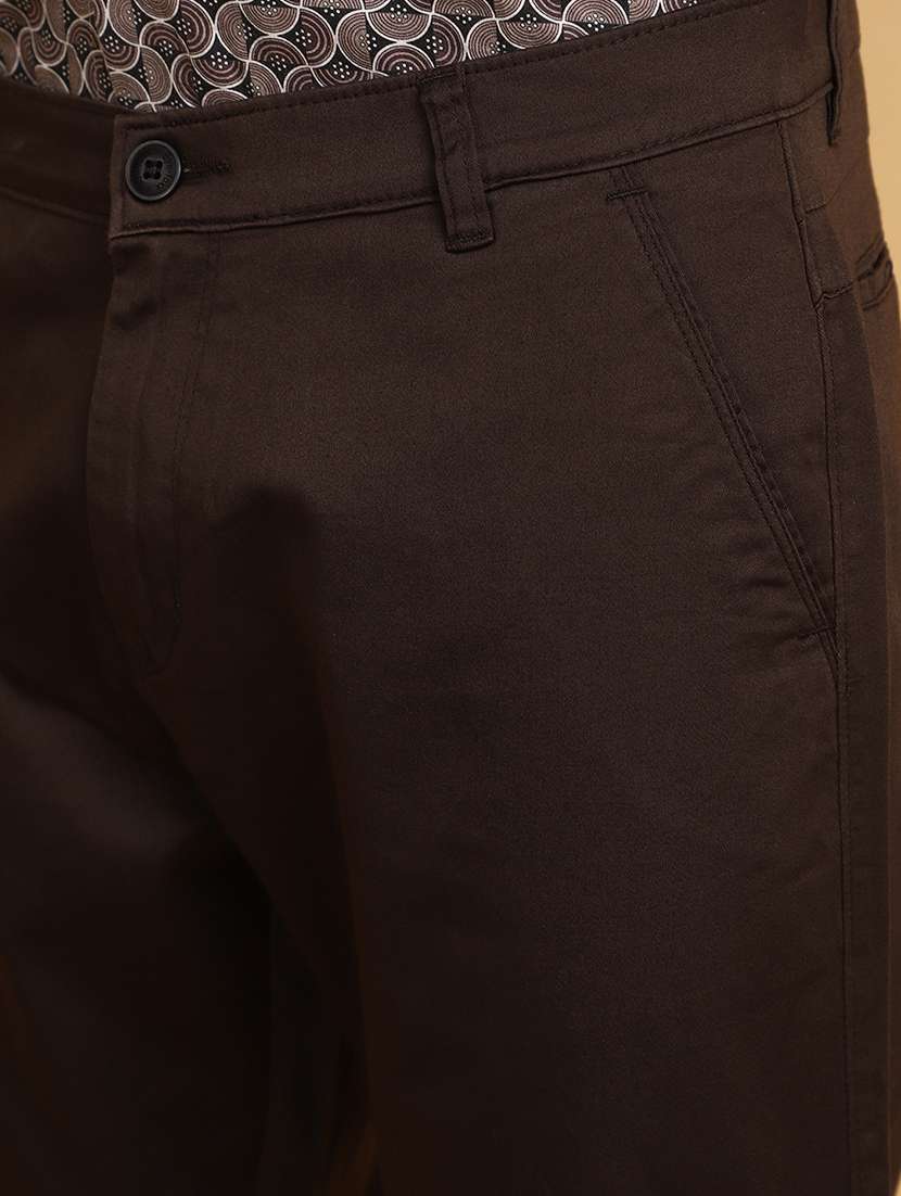 men solids brown chinos casual trouser - 20755395 -  Standard Image - 4