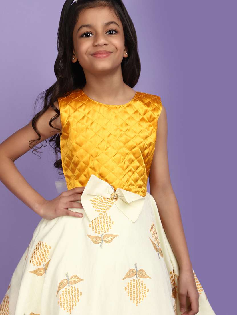 yellow printed detailed frock - 20755449 -  Standard Image - 4