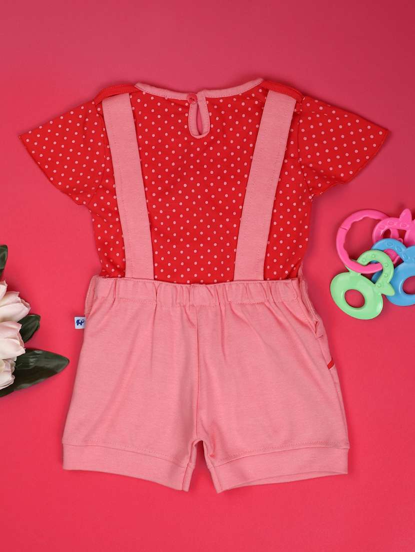 pink printed detailed top & dungaree set - 20755458 -  Standard Image - 1