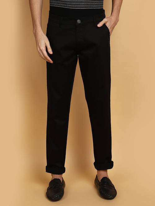 men black solids chinos casual trouser - 20755484 -  Standard Image - 0
