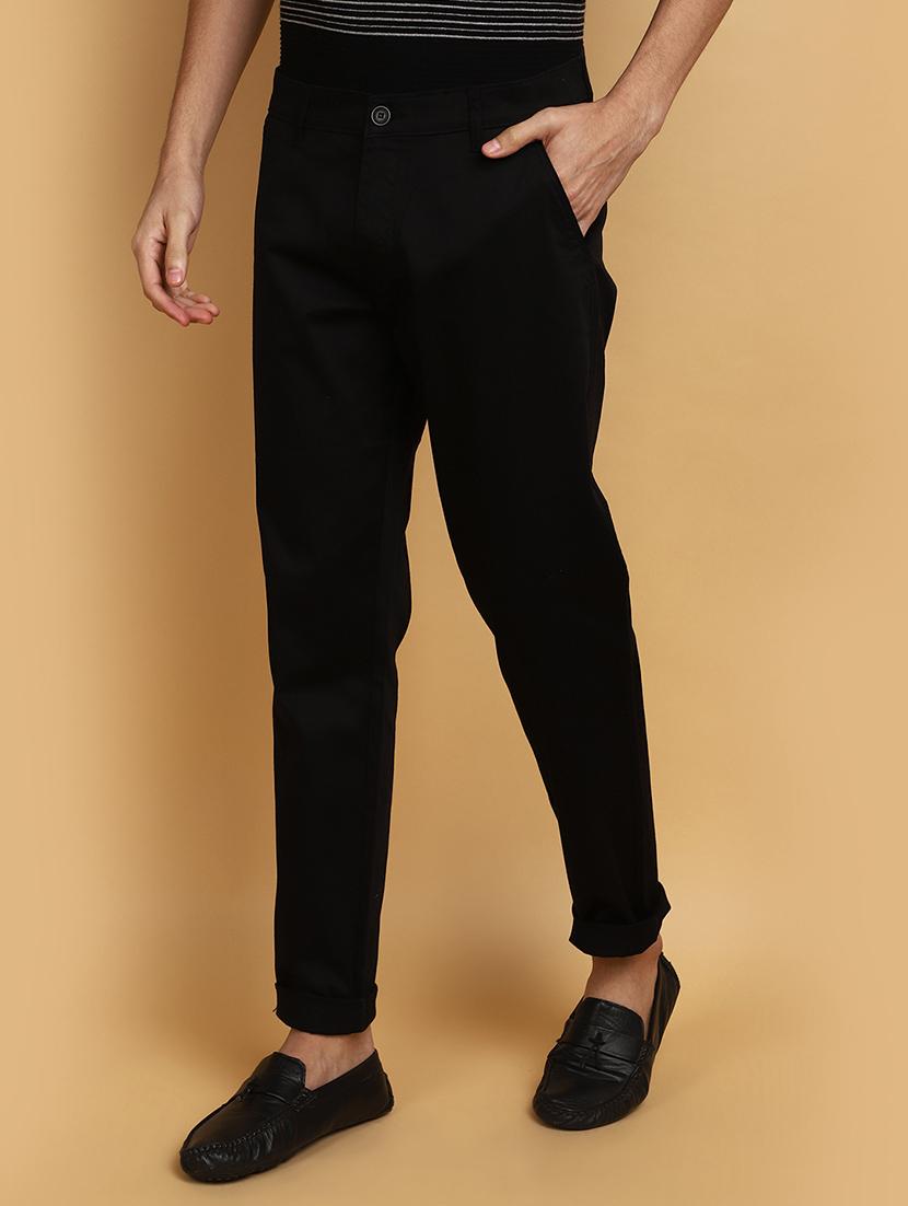 men black solids chinos casual trouser - 20755484 -  Standard Image - 1