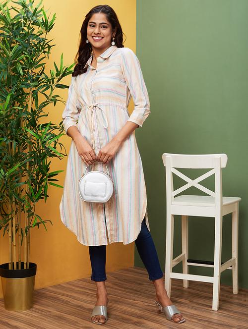 multicolored stripes straight kurta - 20755941 -  Standard Image - 0
