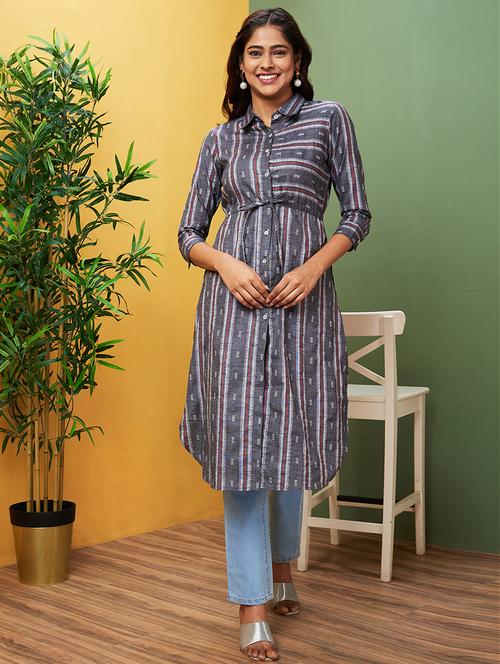 multicolored self-designed straight kurta - 20755951 - Standard Image - 0