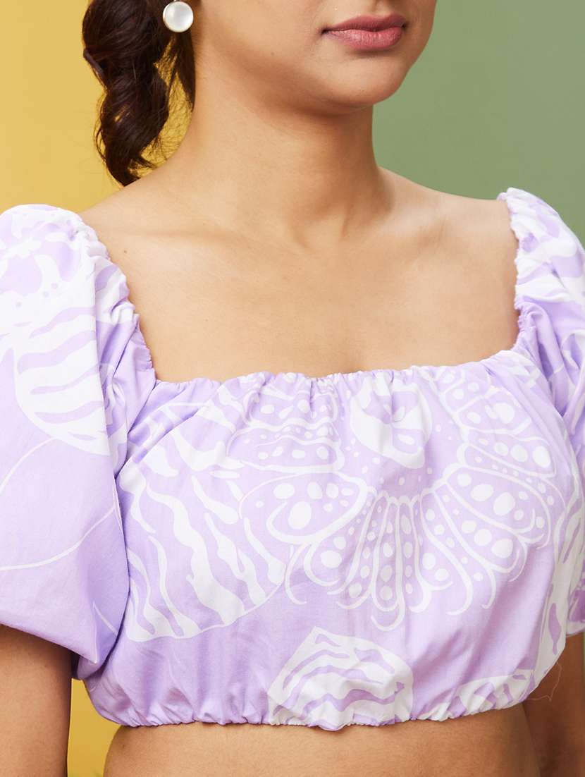 women square neck printed crop top - 20755969 -  Standard Image - 4