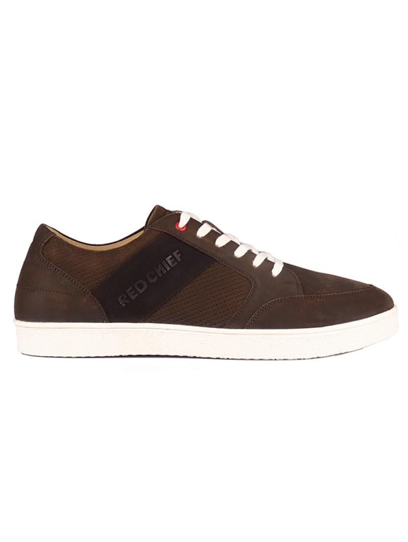 brown leather lace up sneakers - 20756022 - Standard Image - 1