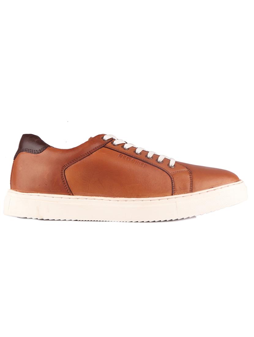 tan leather lace up sneakers - 20756031 - Standard Image - 1