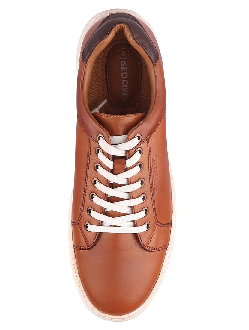tan leather lace up sneakers - 20756031 - Standard Image - 4
