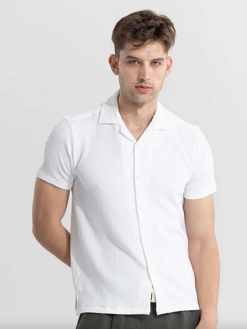 white self design casual shirt - 20756154 -  Standard Image - 1