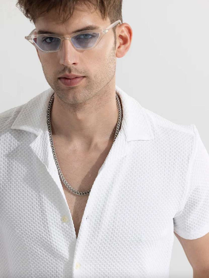 white self design casual shirt - 20756154 -  Standard Image - 4