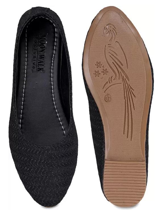 black synthetic slip on ballerina - 20757287 -  Standard Image - 1