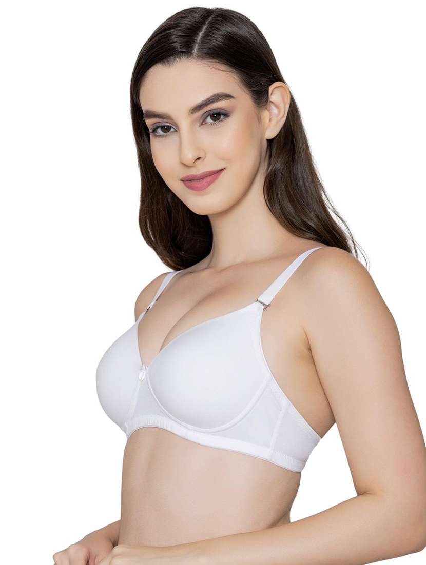 white cotton blend regular bra - 20757294 -  Standard Image - 1