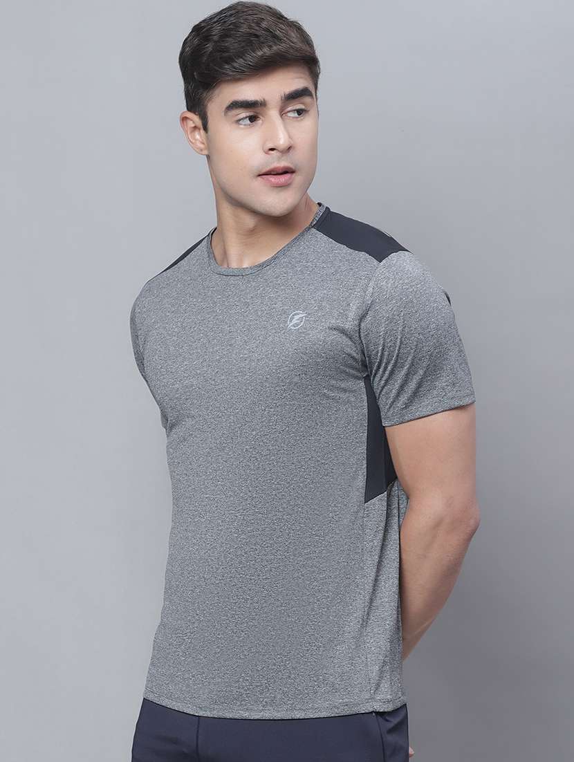 solid grey shoulder taped t-shirt - 20757326 - Standard Image - 1
