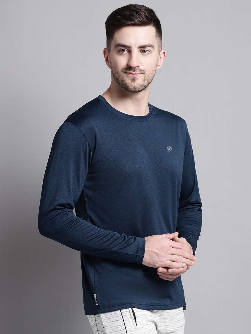 men navy blue round neck t-shirt - 20757347 - Standard Image - 1