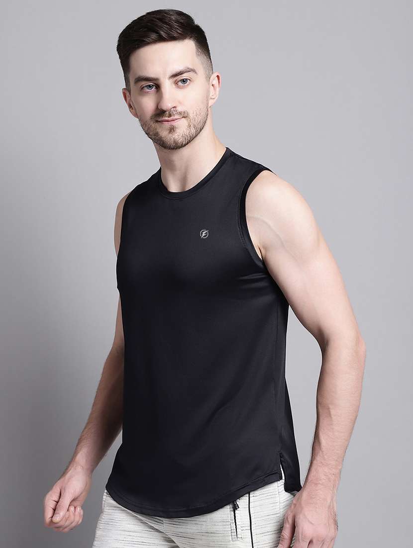 solid black sleeveless t-shirt - 20757354 - Standard Image - 1