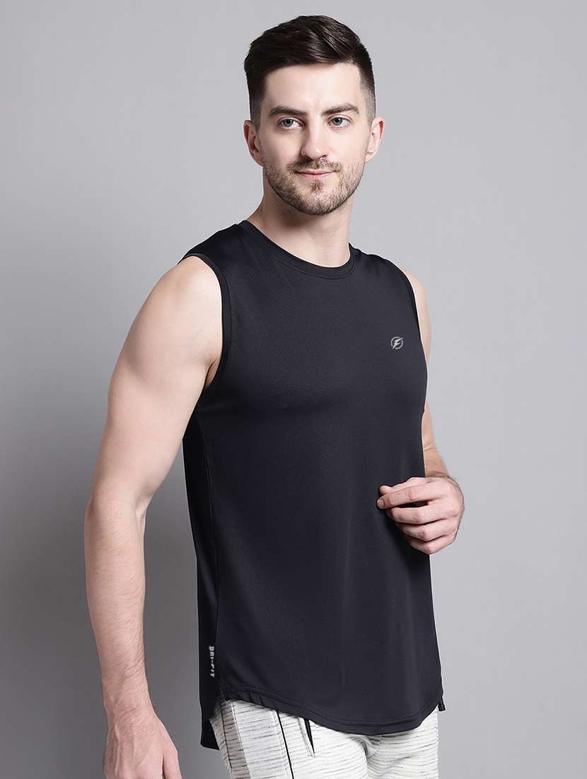 solid black sleeveless t-shirt - 20757355 - Standard Image - 1