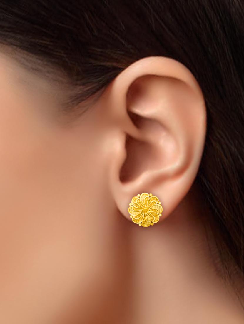 gold brass studs earrings - 20757368 - Standard Image - 1
