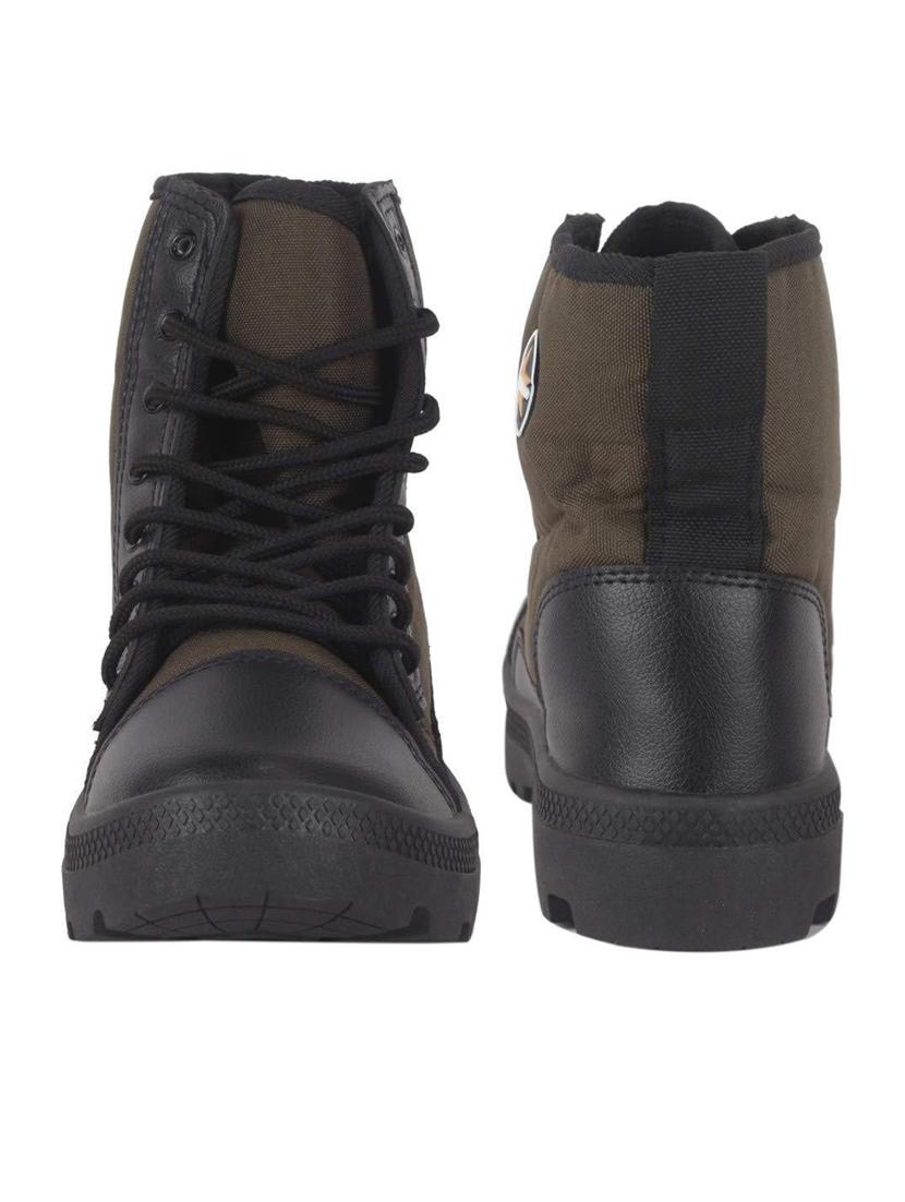 men olive green lace up hiking boots - 20757430 - Standard Image - 4