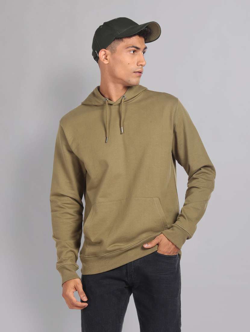 solid green hooded sweatshirt
