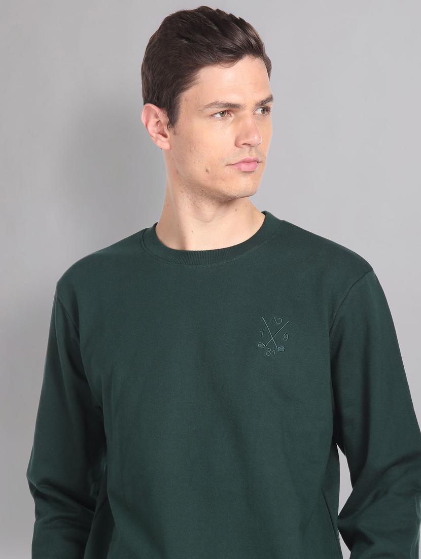 green plain round neck sweatshirt - 20757480 - Standard Image - 1