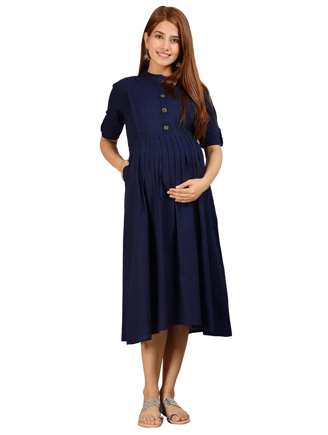 blue rayon maternity wear dress - 20757803 - Standard Image - 4