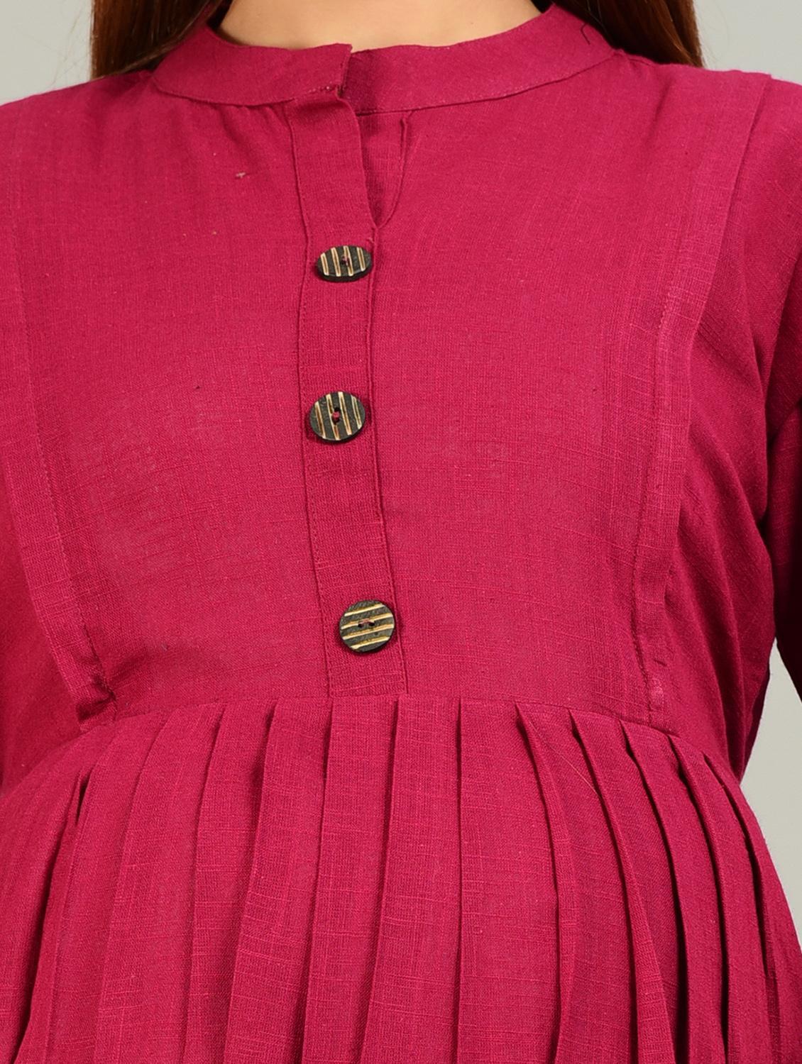 maroon rayon maternity wear dress - 20757804 - Standard Image - 4