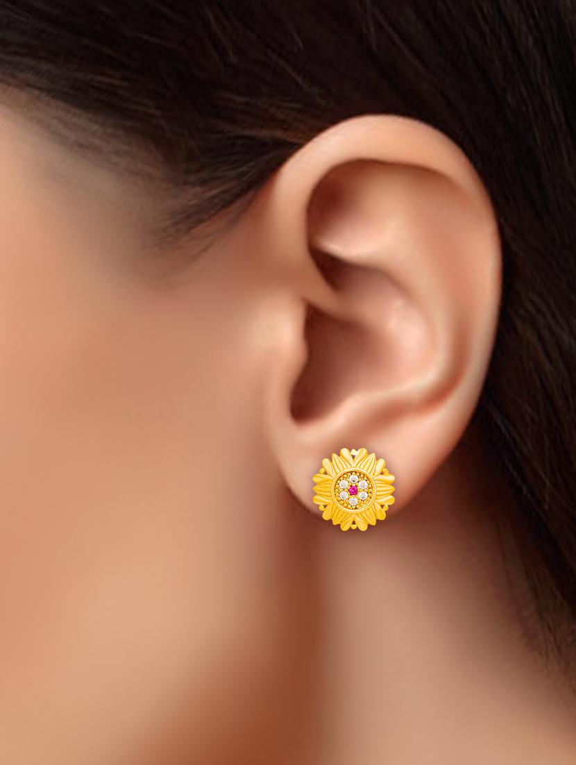 gold plated studs earrings - 20758083 - Standard Image - 1