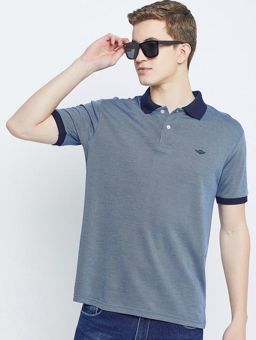men blue regulal fit short sleeves polo t-shirt - 20758248 - Standard Image - 0