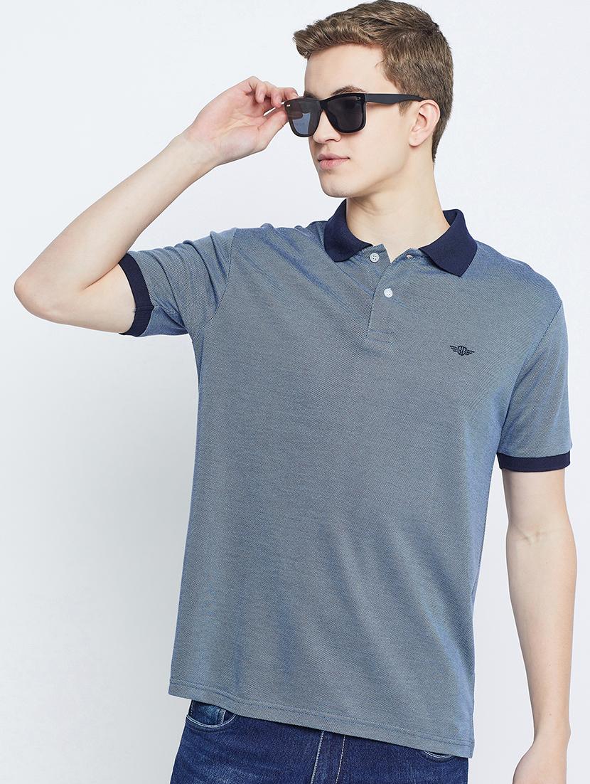 men blue regulal fit short sleeves polo t-shirt - 20758248 - Zoom Image - 0