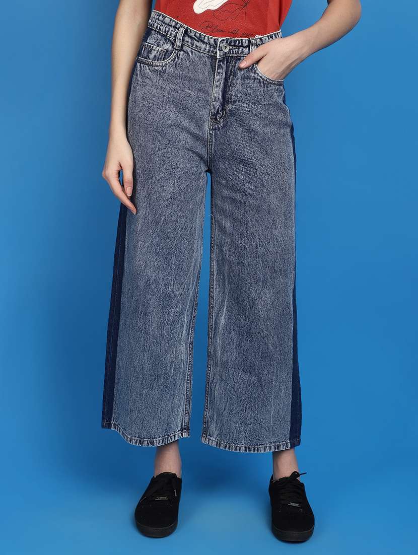 women high rise plain denim jean