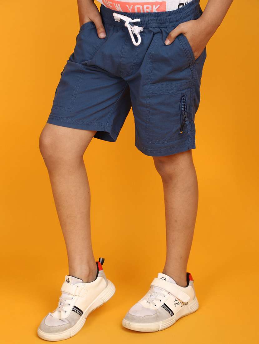 boys blue solid shorts - 20764141 -  Standard Image - 1