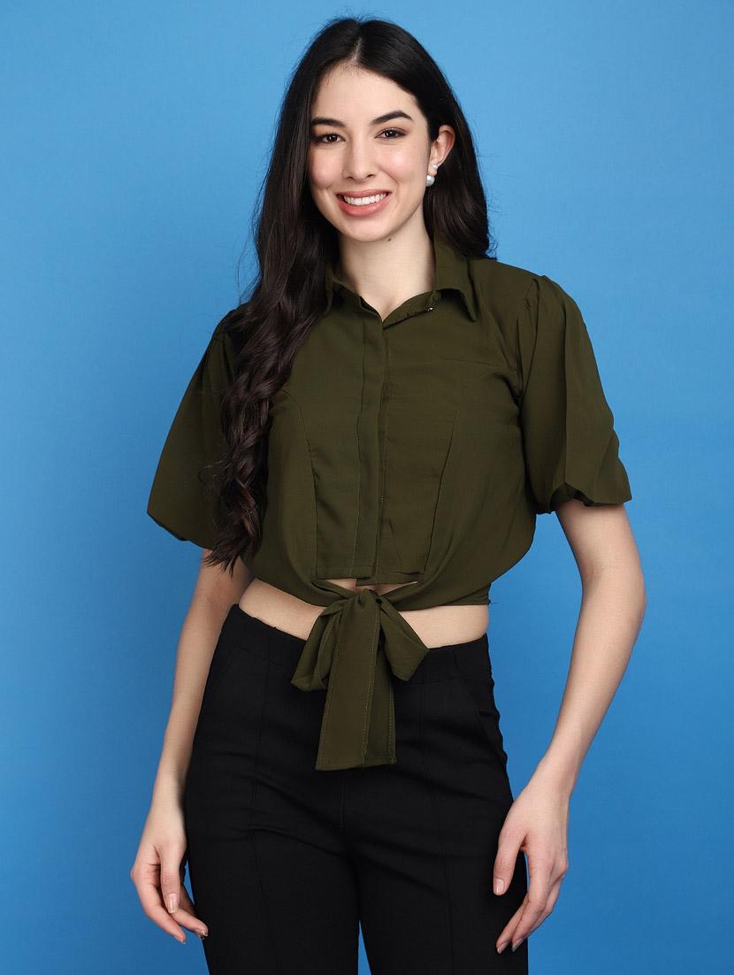 women green solid regular top - 20764161 -  Zoom Image - 0