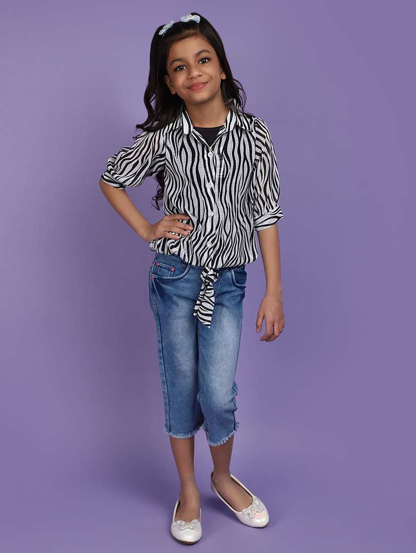 white printed knot detailed shirt style top - 20764173 -  Standard Image - 4