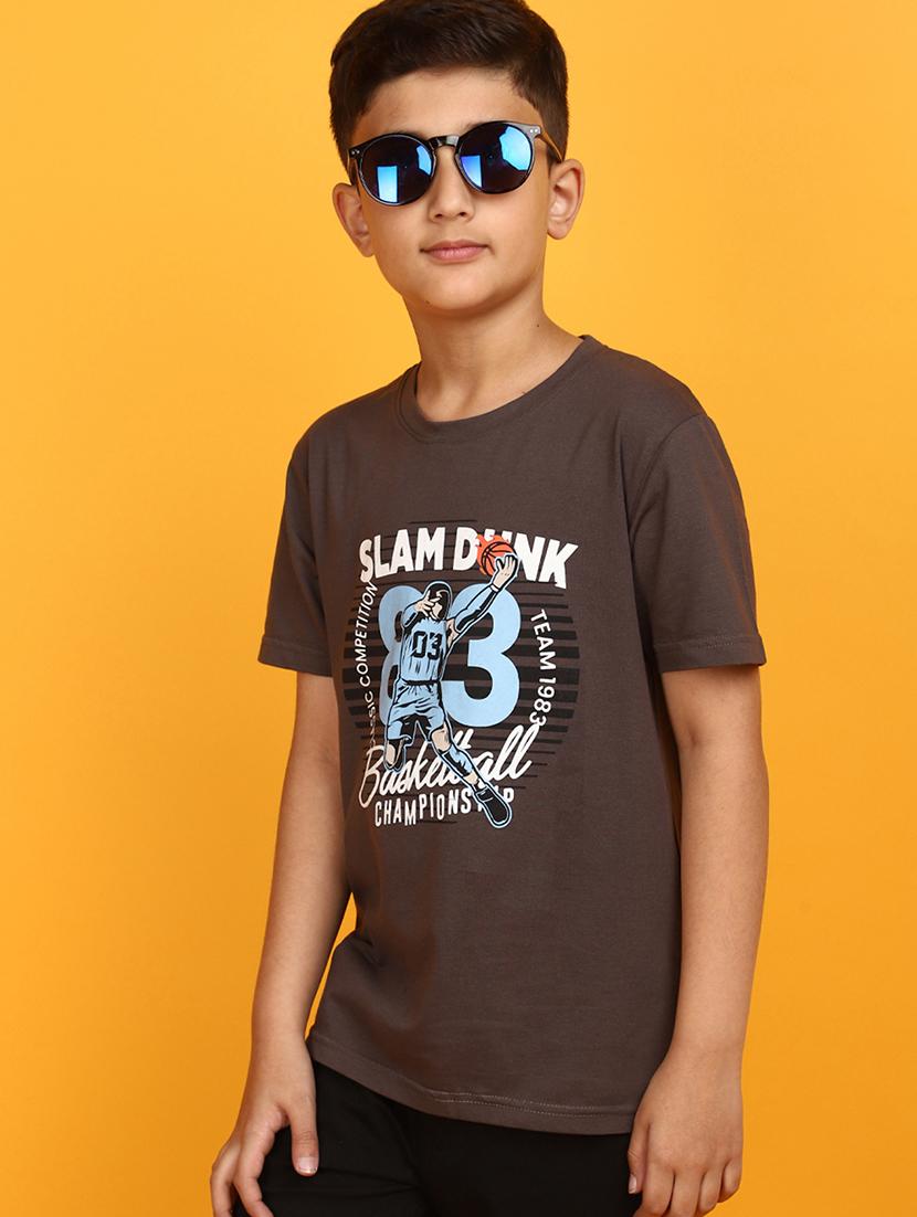 boys brown typographic regular t-shirt - 20764176 -  Standard Image - 1