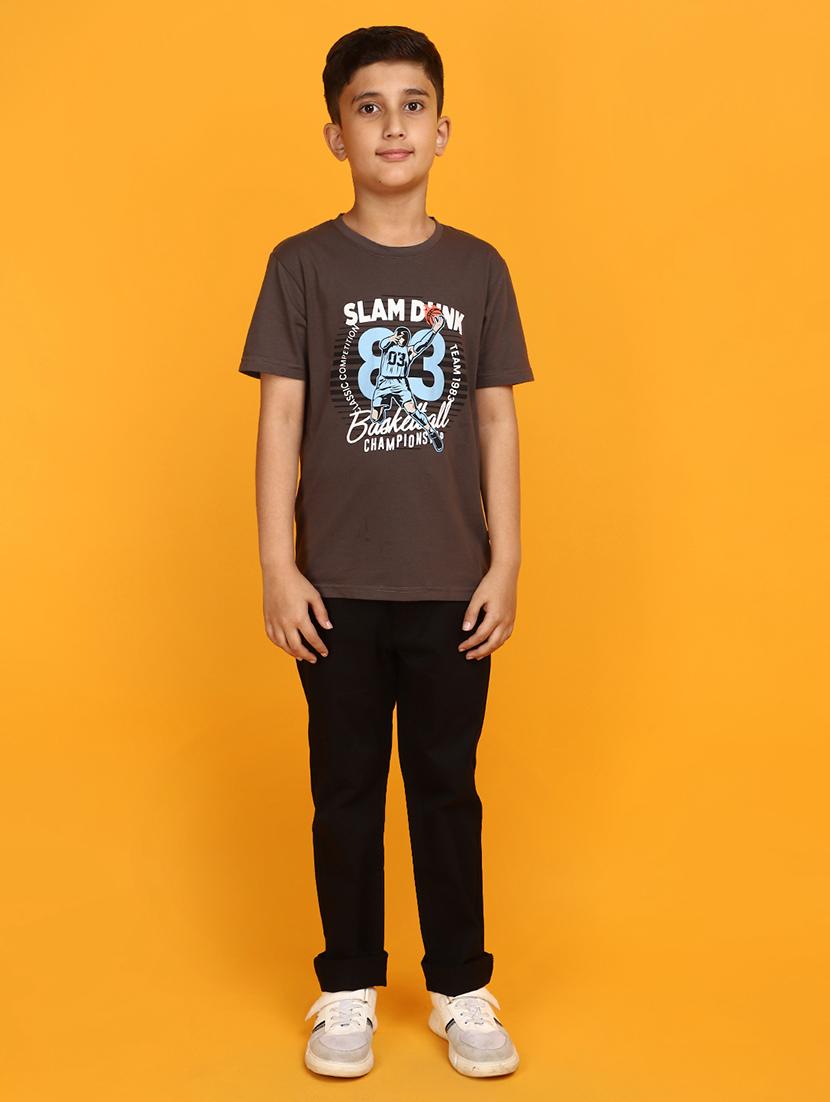 boys brown typographic regular t-shirt - 20764176 - Standard Image - 4