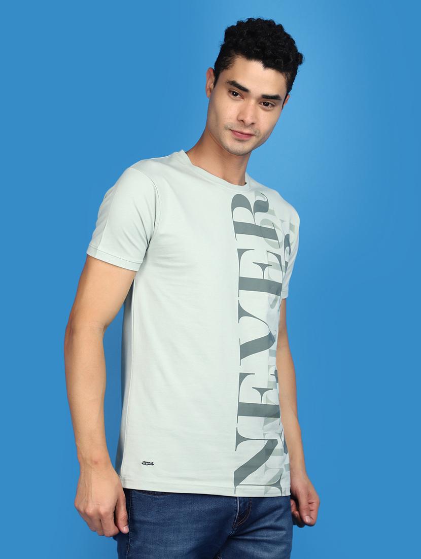 men round neck typographic print t-shirt - 20764177 -  Standard Image - 1