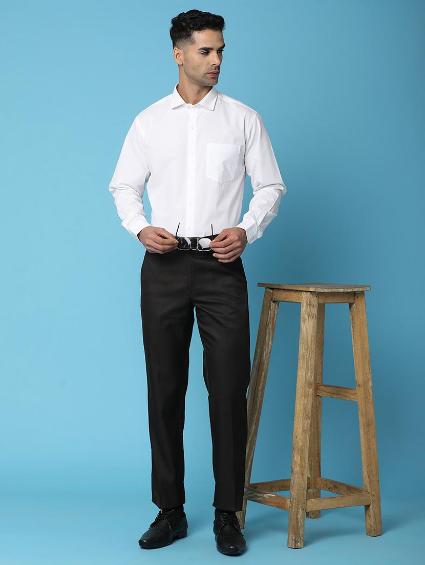 men solid mid rise full length formal trouser - 20764309 - Standard Image - 4