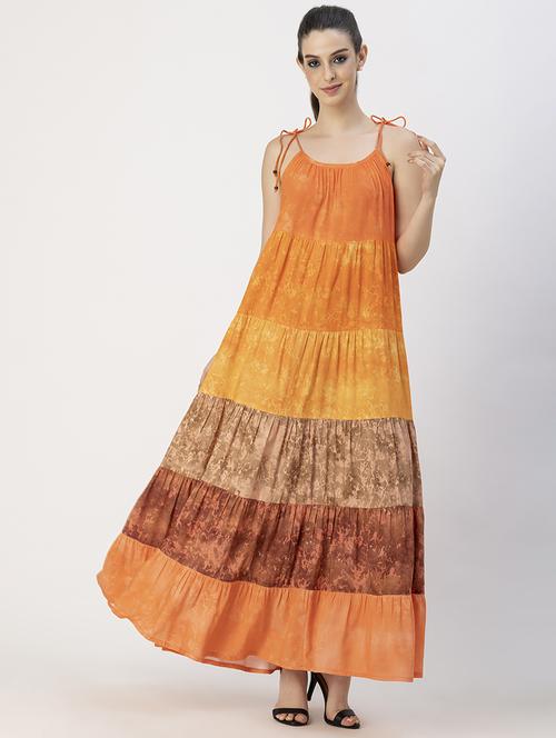 women printed sleeveless tiered dress - 20765893 - Standard Image - 0