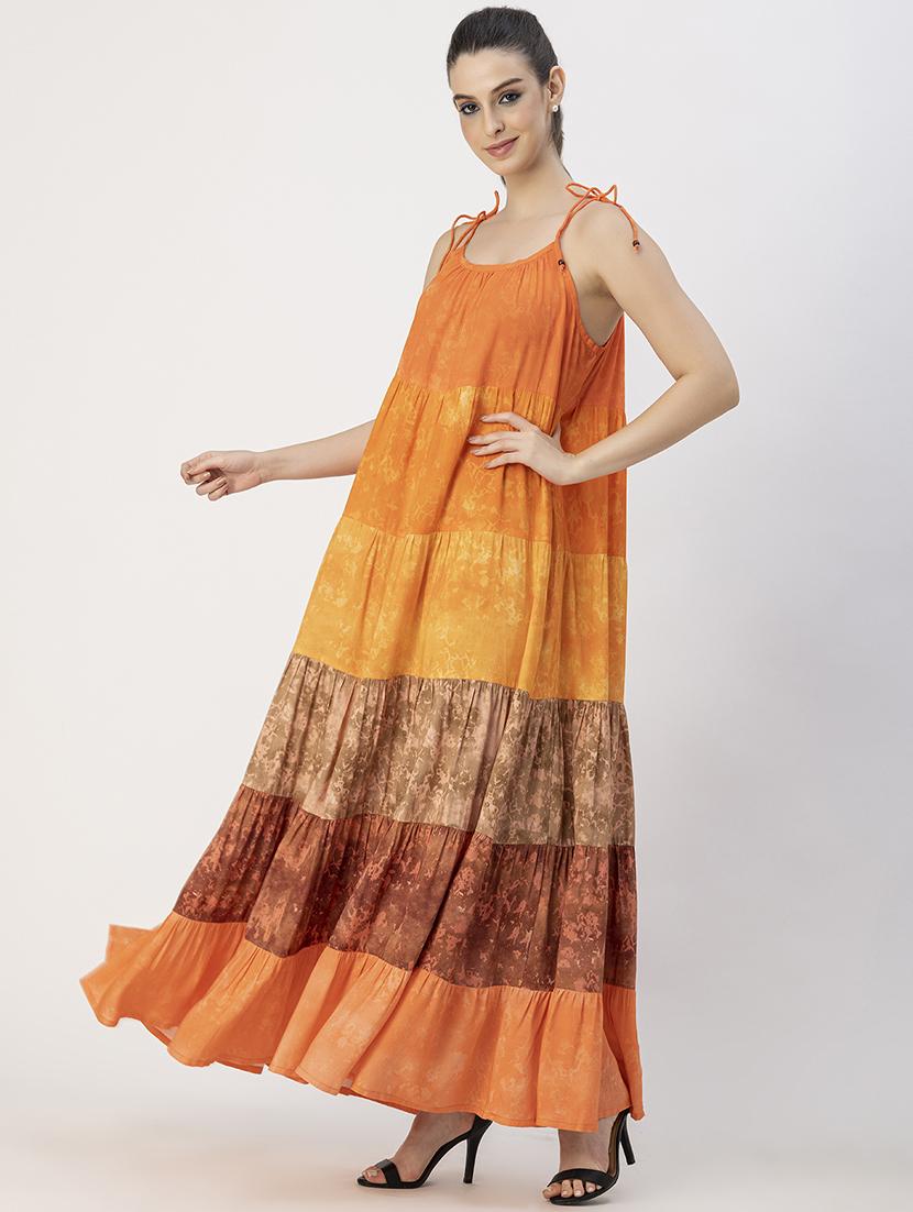 women printed sleeveless tiered dress - 20765893 - Standard Image - 1