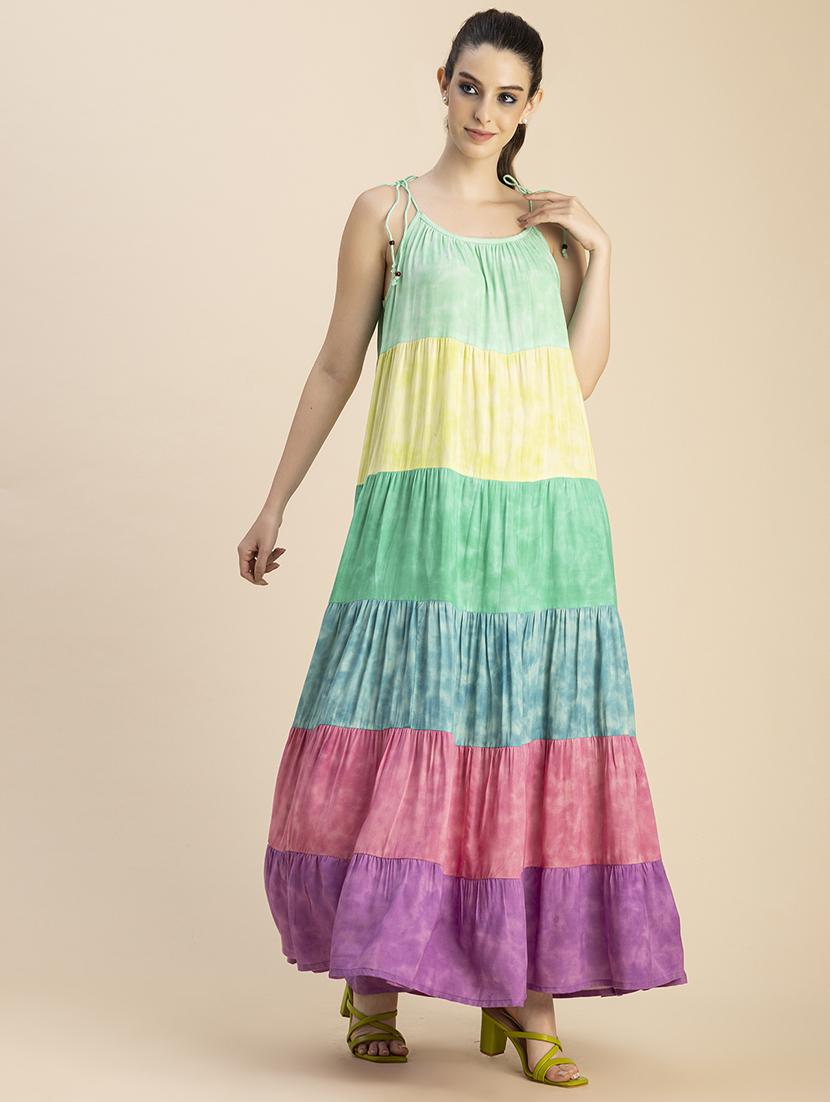 women printed sleeveless tiered dress - 20765894 -  Standard Image - 1