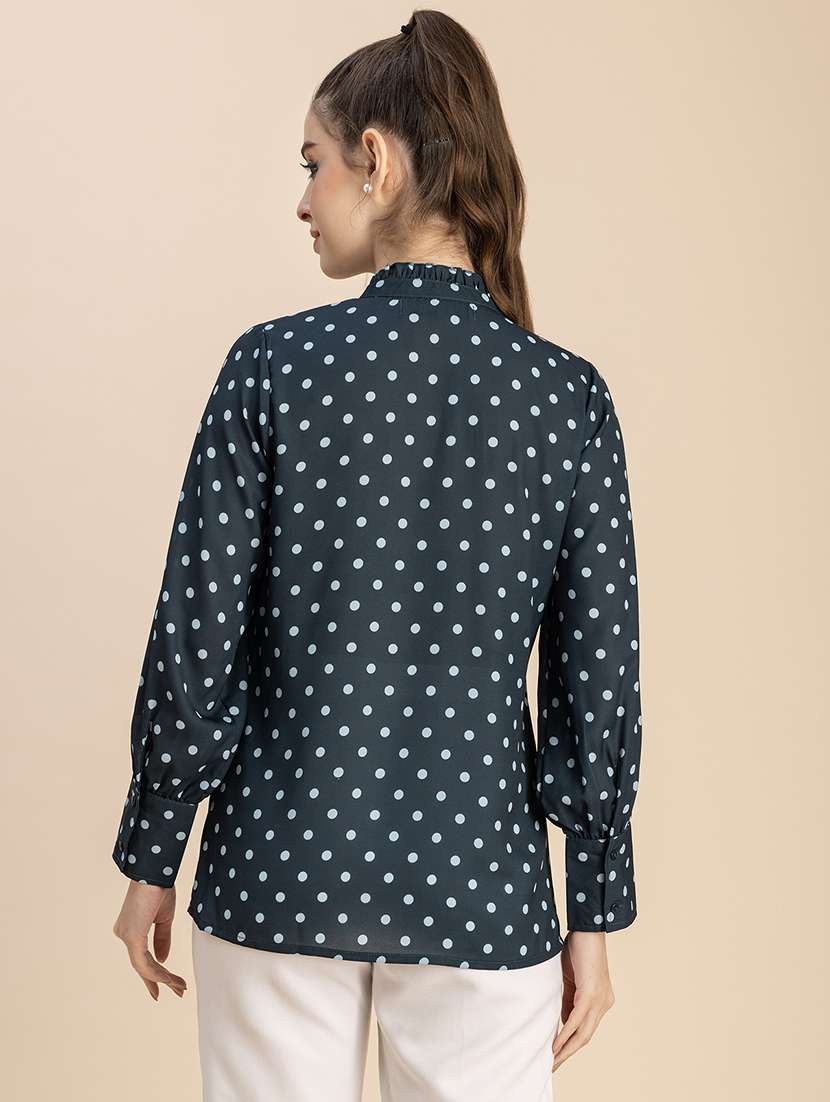 women polka doted puff sleeves top - 20765902 -  Standard Image - 4