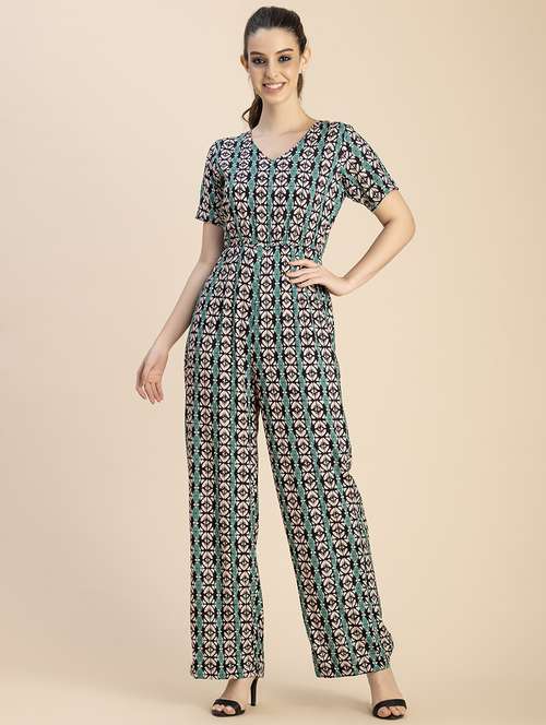 women multicolored printed full leg jumpsuit - 20765914 - Standard Image - 0